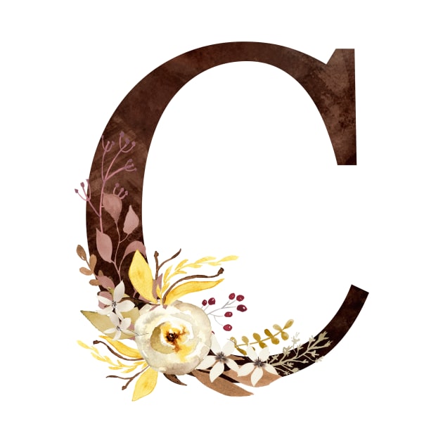 Floral Monogram C Lovely Autumn Foliage by floralmonogram