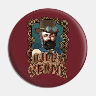 Portrait of Jules Verne Steampunk Pin