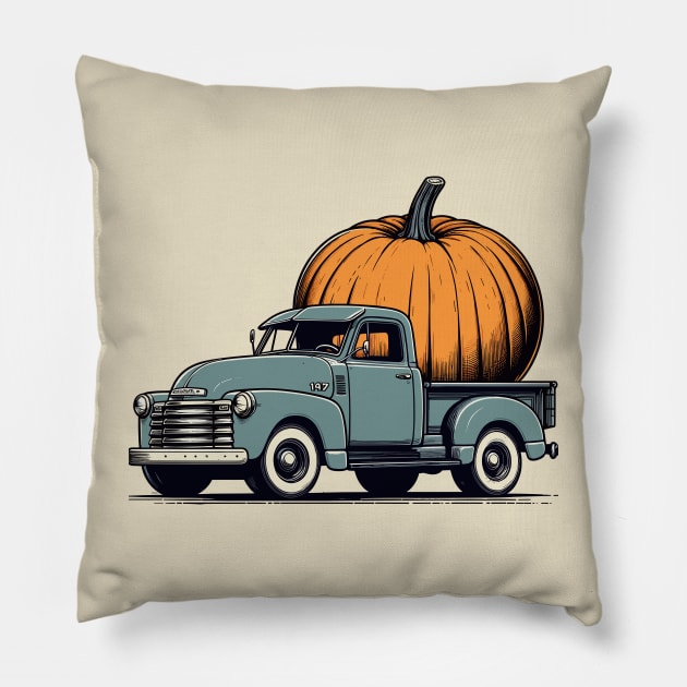 Pumpkin Harvest 1947–1955 Chevy Truck Pillow by Haneman Group Threads