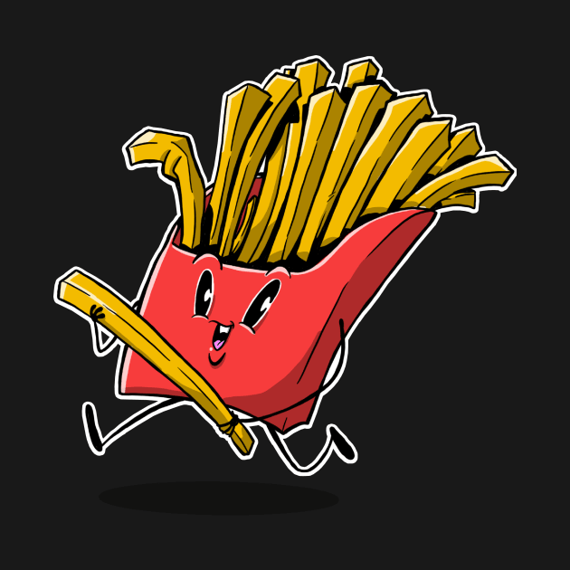 Cartoon French Fry Guy - Funny Fries Cartoon Character by natebramble