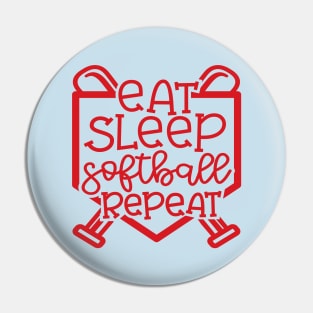 Eat Sleep Softball Repeat Cute Funny Pin