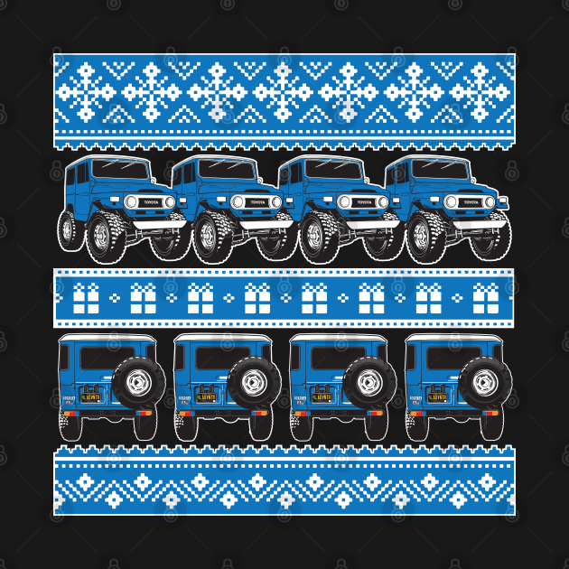 FJ40 Christmas Sweater in Blue by Bulloch Speed Shop