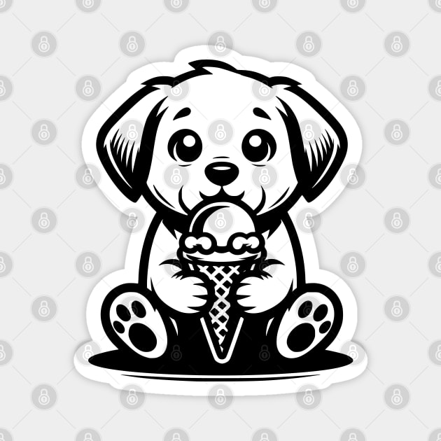 Cute Puppy Eating Ice Cream Magnet by Mey Designs