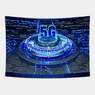 Blue 5G background illustration Tapestry