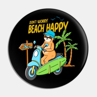 Sloth Happy Beach Pin