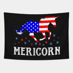 Mericorn American Flag Unicorn 4th Of July Tapestry