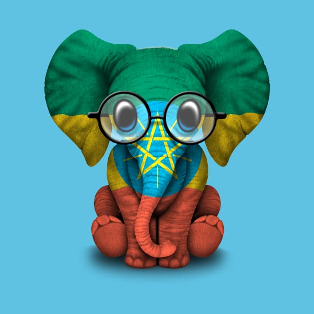 Baby Elephant with Glasses and Ethiopian Flag by jeffbartels