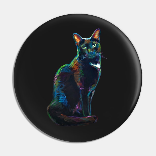 Halloween Magic Black Cat Pin by RobertPhelpsArt