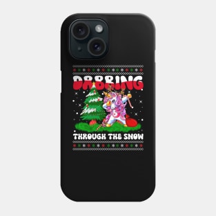 Dabbing Through The Snow Unicorn Christmas Lights Pink Girls Phone Case