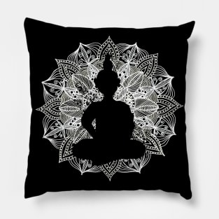 White Mandala Circle Buddha Pillow