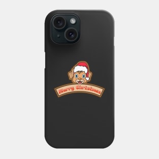 Sticker and Label Of  Dog Character Design and Merry Christmas Text. Phone Case