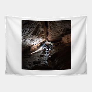 Dark Cave Exploration in New Zealand Tapestry