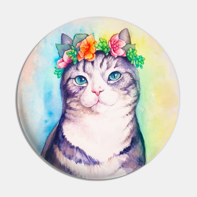 The watercolor cat Pin by LilianaTikage