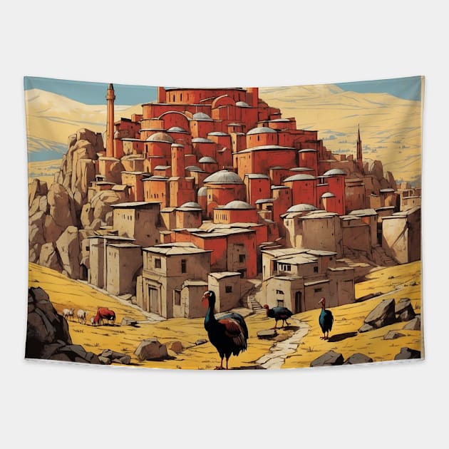 Ani Turkey Vintage Retro Travel Tourism Tapestry by TravelersGems