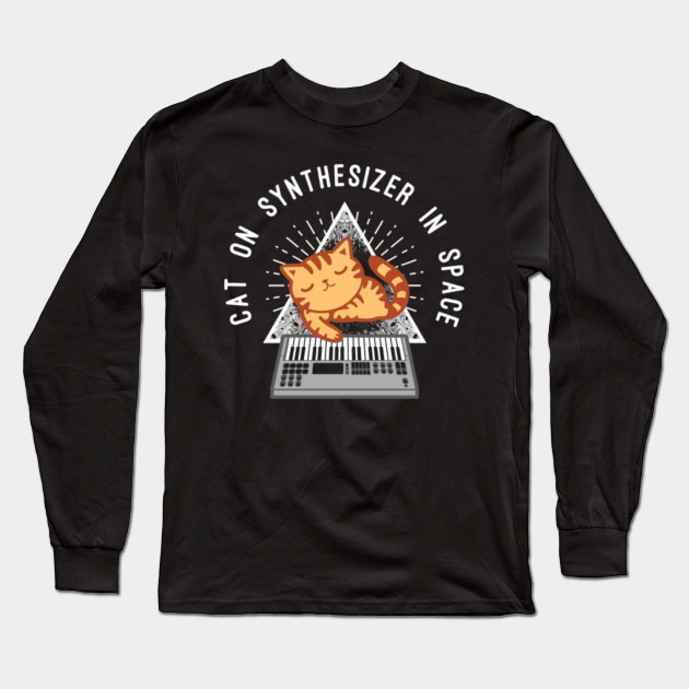 Funny Cat On Synthesizer In Space Graphic Apparel Gifts Cats