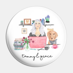 Watercolor Writer Workspace White or Gray Background Pin