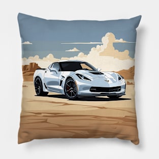 Modern American Muscle Car Blue Desert Poster Pillow