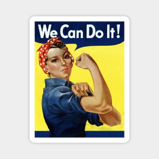 Comic Book Style Restored Rosie The Riveter WWII Print Magnet