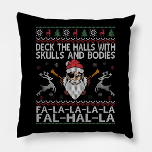 Deck The Halls With Skulls And Bodies Funny Viking Christmas Pillow