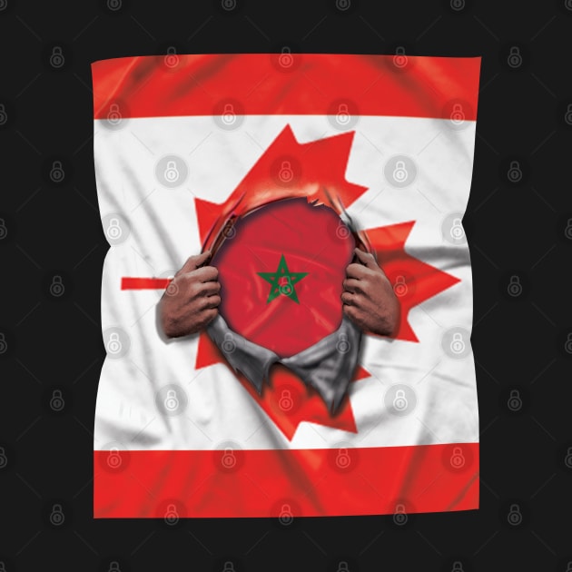 Morocco Flag Canadian Flag Ripped Open - Gift for Moroccan From Morocco by Country Flags