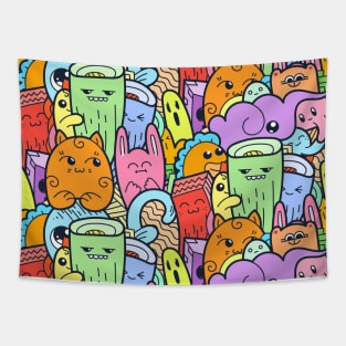 Funny Doodle Design Tapestry