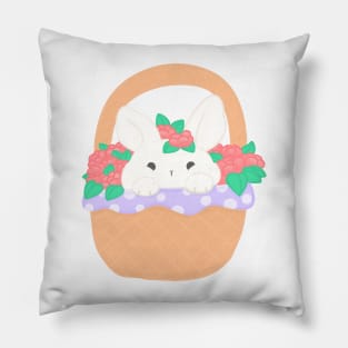 Bunny in flower basket Pillow