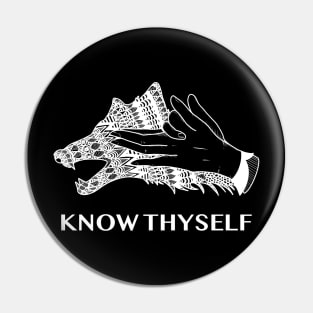 KNOW THYSELF WOLF Pin