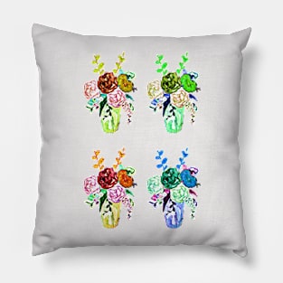 Rose Bouquet in Watercolor POP ART Pillow