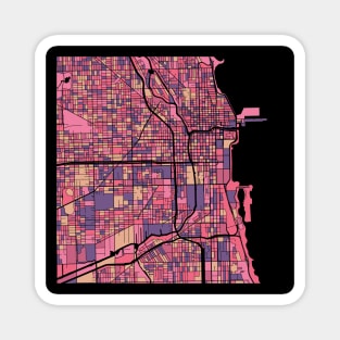 Chicago Map Pattern in Purple & Pink Magnet