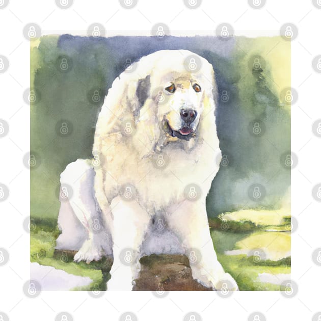 Watercolor Great Pyrenees - Dog Lovers by Edd Paint Something