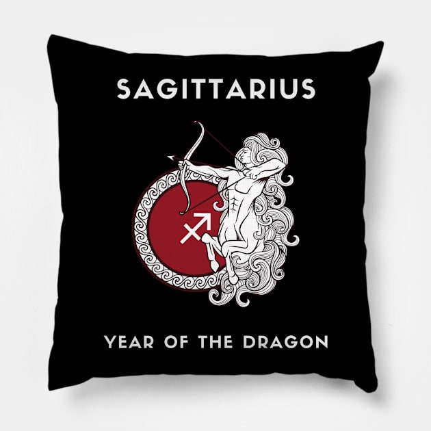 SAGITTARIUS / Year of the DRAGON Pillow by KadyMageInk