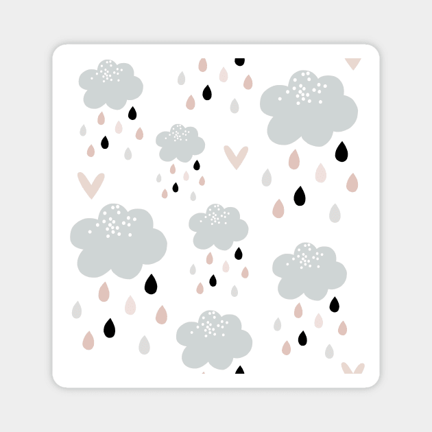 Scandi Rain Clouds - pink Magnet by SugarPineDesign