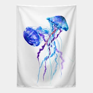 Jellyfish Design Blue Purple BEACH ARTWORK Tapestry