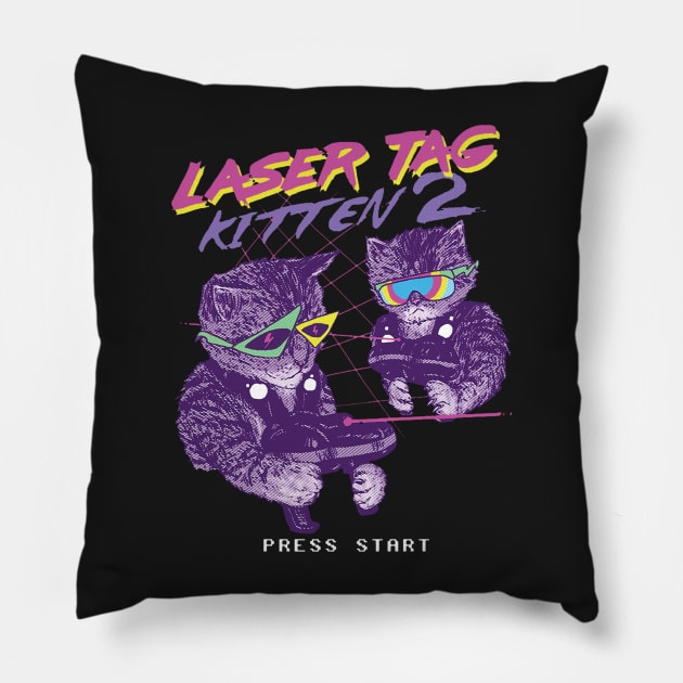 laser tag kitten Pillow by idontwannawait