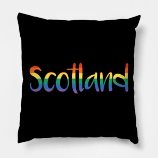 SCOTLAND, Rainbow Pride Flag Text Design Pillow