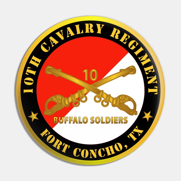 10th Cavalry Regiment - Fort Concho, TX - Buffalo Soldiers w Cav Branch Pin by twix123844