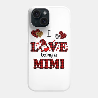 I Love Being A Mimi Gnomes Red Plaid Heart Valentine's Day Shirt Phone Case