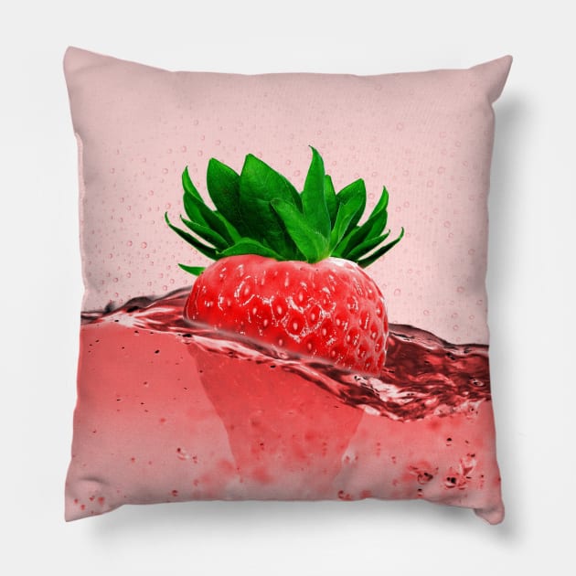 Cute Red Faded Strawberry T-Shirt Tee For Women Men Pillow by Designdaily