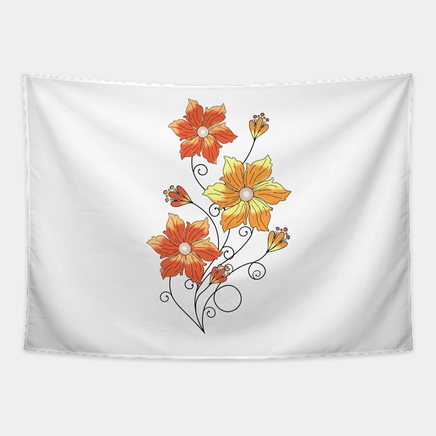 Orange Petunias Tapestry by cesartorresart