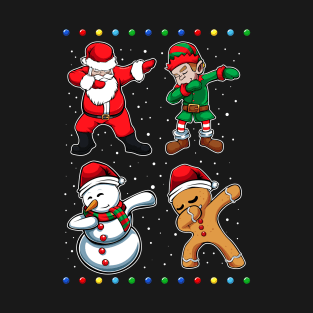 Dabbing Dance Santa Elf Snowman Cookies Christmas T-Shirt