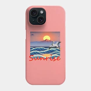 Japan Mt. Fuji Crane Sunrise by Kana Kanjin Phone Case