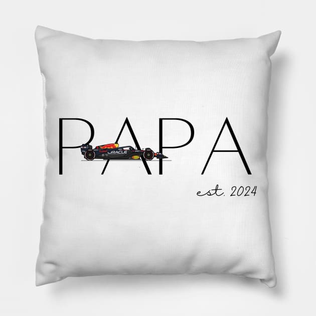 Papa est 2024, f1 Red Bull fan Pillow by pitshopmerch@gmail.com