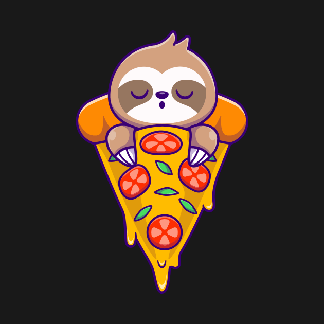 Cute Sloth Sleeping On Pizza Cartoon by Catalyst Labs