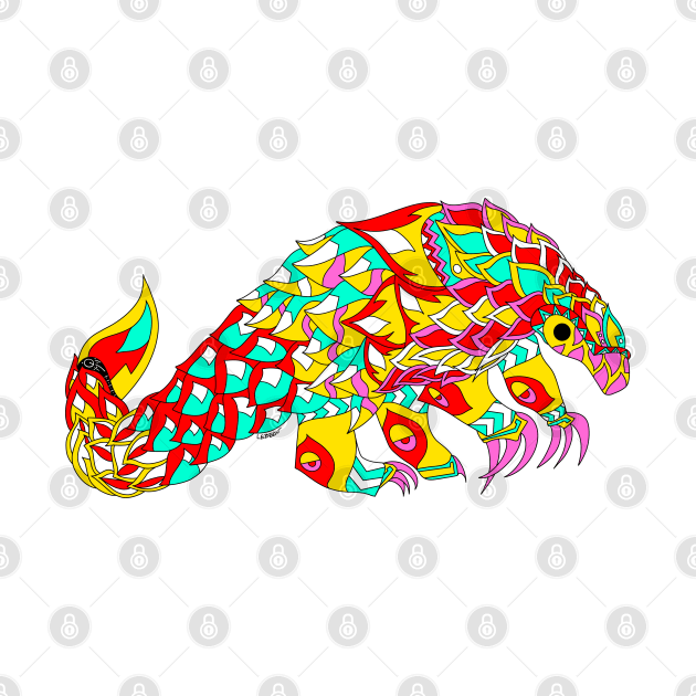 mexican asian pangolin armadillo ecopop in kawaii patterns by jorge_lebeau