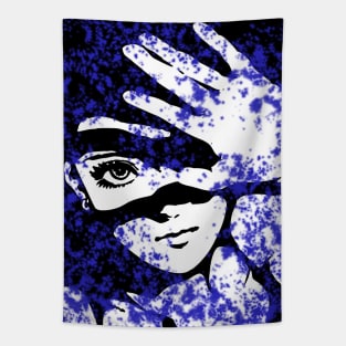 Punk Fashion Style Blue Glowing Girl Tapestry