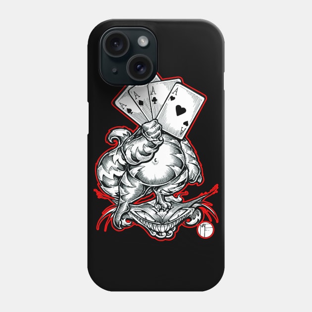 Cheshire Cat With Cards - Red Outline Phone Case by Nat Ewert Art