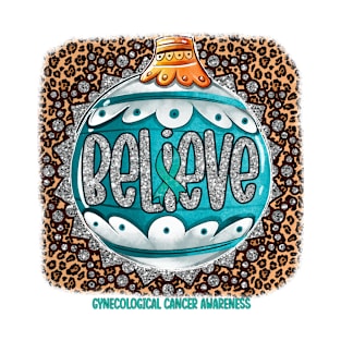 Gynecological cancer Awareness - Believe Ornament Leopard christmas T-Shirt