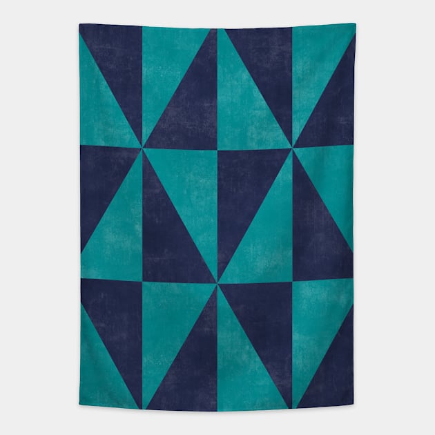 Geometric Triangle Pattern - Turquoise, Blue Concrete Tapestry by ZoltanRatko