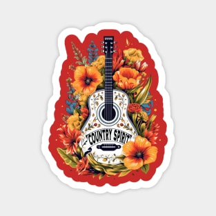 Country Music Spirit - Floral Guitar Magnet