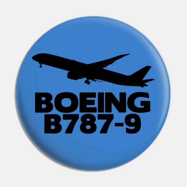 Boeing B787-9 Silhouette Print (Black) Pin by TheArtofFlying